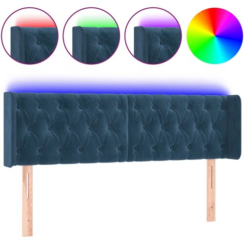 Maison Chic led posteljno vzglavje - vzglavna omarica - nočna omarica temno modro 147x16x78/88 cm žamet, (21712679) Slike