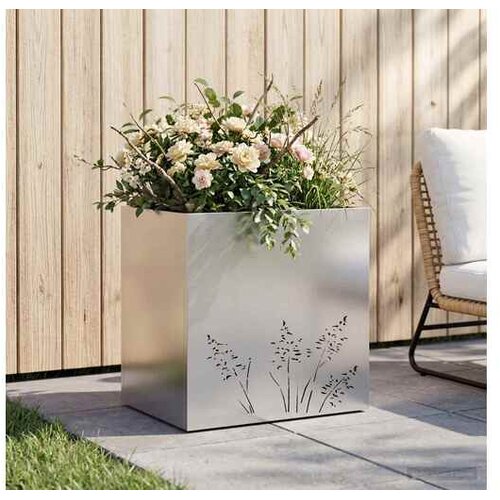 vidaXL Vrtna saksija Srebrna 50 x 30 x 49 cm Pocinčani čelik - Pocinčani čelik 50 x 30 x 49 cm 1 Cene