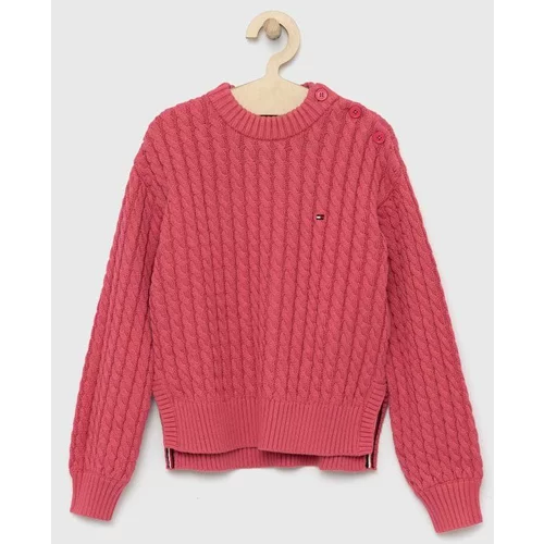 Tommy Hilfiger Dječji pamučni pulover boja: ružičasta, topli