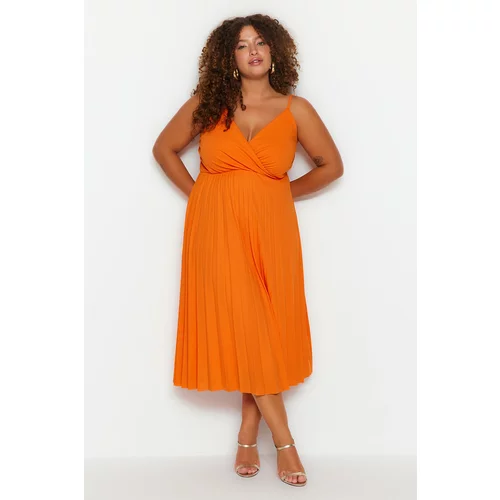 Trendyol curve plus size dress - orange - a-line