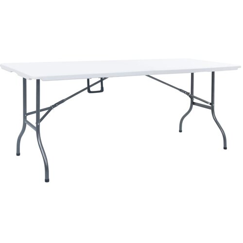 VidaXL Zložljiva vrtna miza bela 180x72x72 cm HDPE Slike