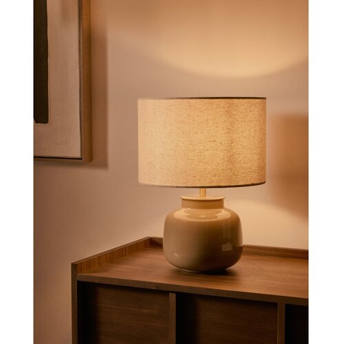 Kave Home Bež stolna lampa keramička s tekstilnim sjenilom (visina 40 cm) Tay &amp;ndash; Slike