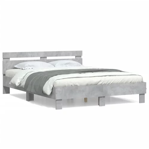  Okvir kreveta s uzglavljem siva boja betona 150 x 200 cm drveni