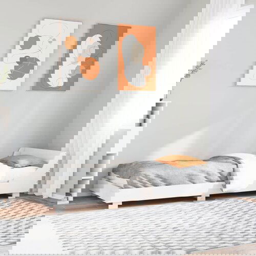  The Living Store Posteljni okvir brez vzmetnice bel 90x190 cm trdna borovina - Posteljni Okvir, (21523226) Slike