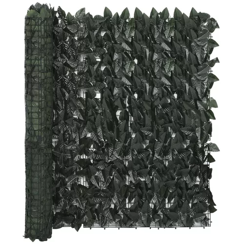vidaXL Balkonsko platno s temno zelenim listjem 300x100 cm