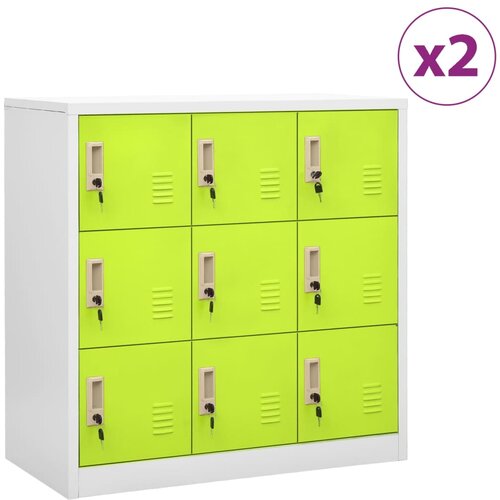 VidaXL Omara s ključavnico 2 kosa siva in zelena 90x45x92,5 cm jeklo Slike