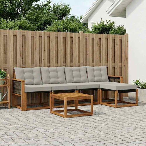  Set vanjskih sofa 6 kom. Prirodna i svjetlosiva Cene