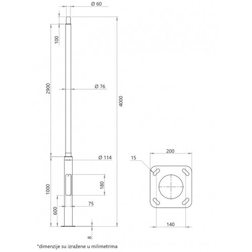  stub sa stopom 4M galvanizovan sivi Cene