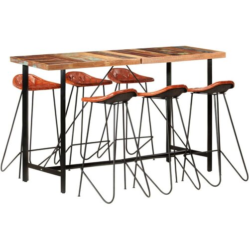  7-dijelni barski set od masivnog obnovljenog drva i prave kože Cijene