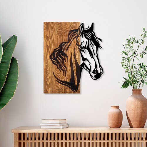 Horse 1 walnut black decorative wooden wall accessory Slike