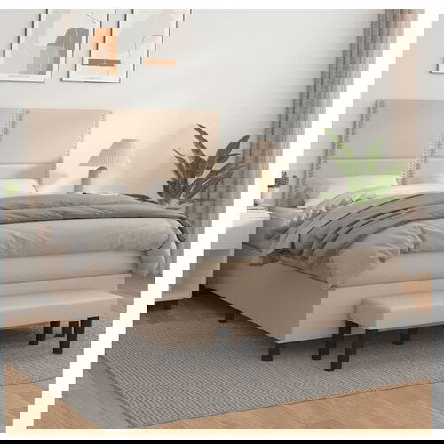 VidaXL Box spring postelja z vzmetnico kapučino 140x190cm umetno usnje Slike