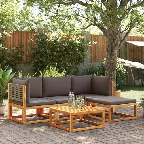VidaXL 5-dijelna set vrtnih sofa od masivnog drva bagrema s jastucima Slike