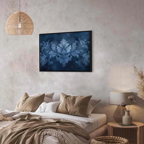  Slika - Ornament in Blue and Cool Colors Dark Blue Decoration 90x60 U crnom drvenom okviru Slike