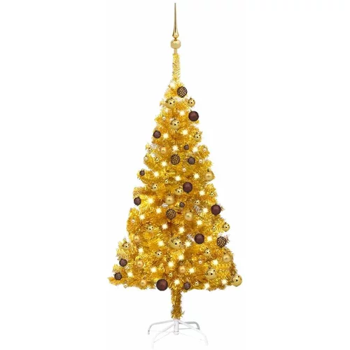  Umjetno božićno drvce LED sa setom kuglica zlatno 120 cm PET