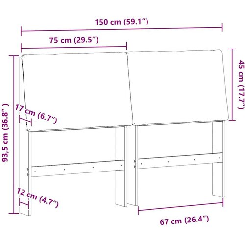 VidaXL Tapecirani uzglavlje Sivo-smeđa 150 cm Čvrsto borovo drvo Slike