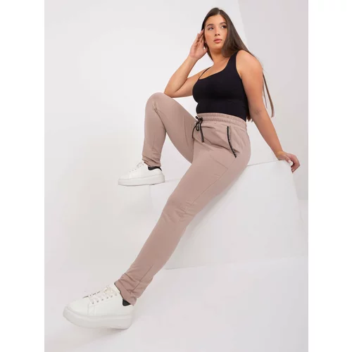 Fashion Hunters Beige plus size sweatpants with drawstring from Savage