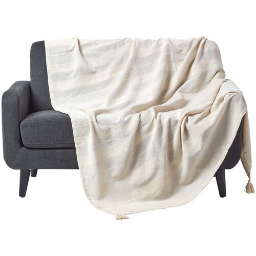 HOMESCAPES Bombažna odeja Rajput Ribbed Natural, 255x360 cm, (20749974) Slike