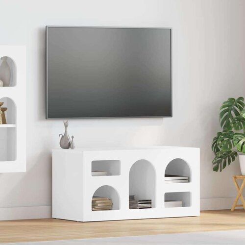 TV omarica Visok sijaj bela 80 x 35 x 40 cm Konstruiran les, (5000112923) Cene