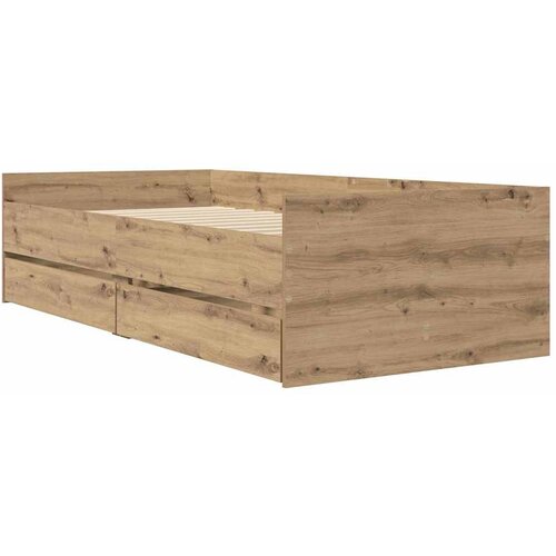vidaXL Konstrukcija postelje s predalom Umetni hrast 90 x 190 cm, (5000104396) Cene