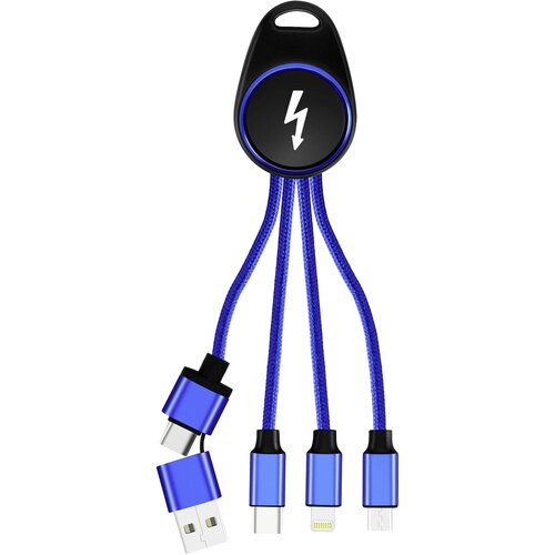 Smrter USB polnilni kabel USB 2.0 Apple Lightning vtič , USB-A vtič, USB-C vtič, USB-mikro-B vtič 0.15 m modra aluminijasti vtič, z OTG funkcijo, poli, (20545002) Slike