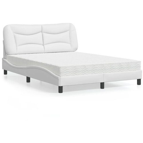 VidaXL Krevet s madracem bijeli 140x190 cm od umjetne kože Slike