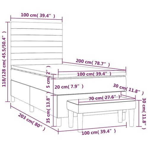  Krevet s oprugama i madracem crni 100 x 200 cm od tkanine Slike