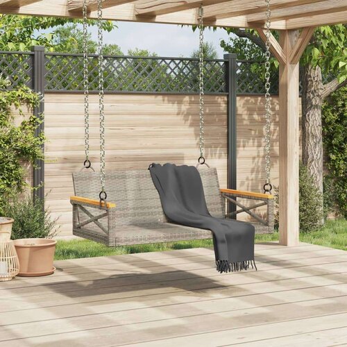 VidaXL Klupa za ljuljanje siva 109 x 62 x 40 cm od poliratana Slike