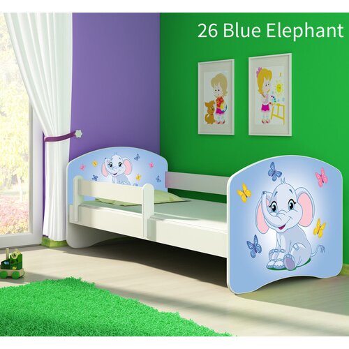  Dječji krevet ACMA s motivom, bočna bijela 140x70 cm 26 Blue Elephant Cene