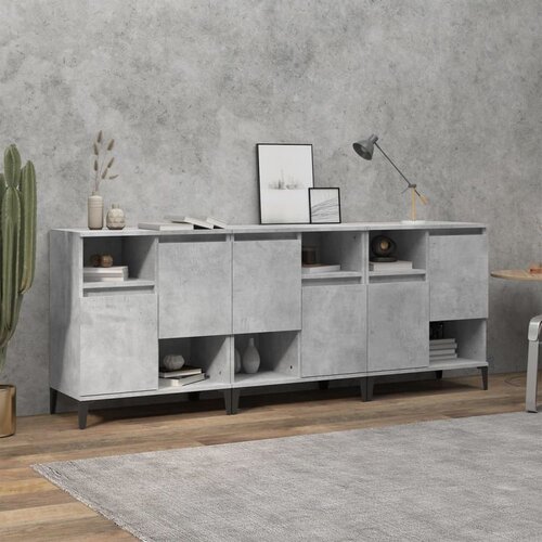  Komoda 3 kosa betonsko siva 60x35x70 cm inženirski les Slike