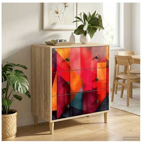 VidaXL Komoda HEESCH Tiskanje boja 66 x 36 5 x 75 cm Konstruirano drvo - Tiskanje boja Slike