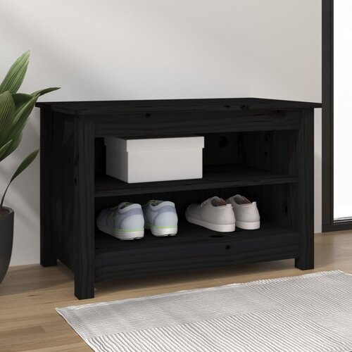 vidaXL klupa za cipele crna 70 x 38 x 45,5 cm od masivne borovine Cijene