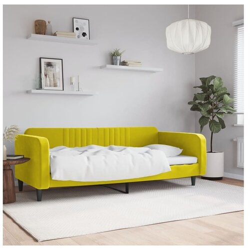 VidaXL Raztegljiva postelja rumena 100x200 cm žamet Slike
