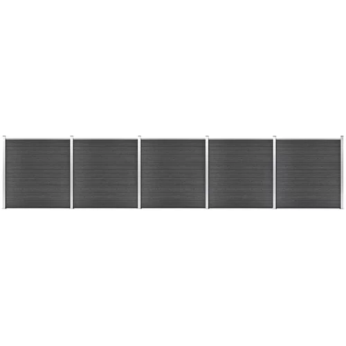 komplet ograjnih panelov wpc 872x186 cm črn