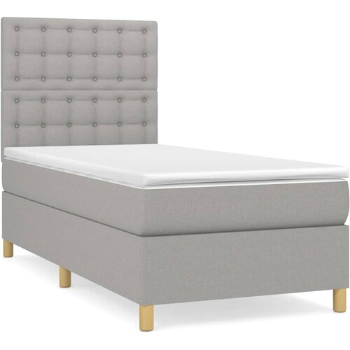 Maison Chic Box spring postelja - Vzmetna postelja z vzmetnico svetlo siva 80x200 cm blago SL13130, (21903529) Slike