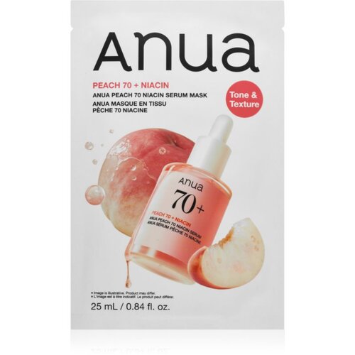 Anua Peach 70 Niacin Serum Mask Sheet maska za posvjetljivanje 25 ml Slike