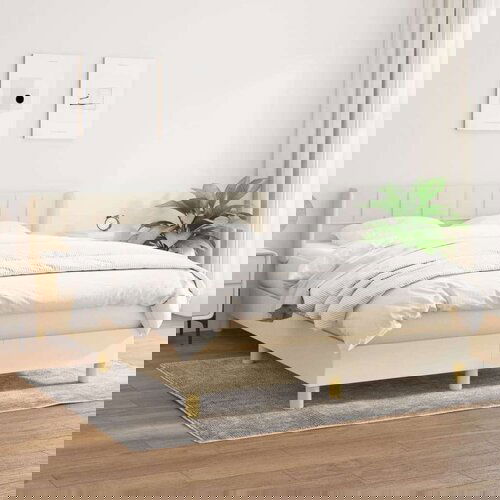  Box spring postelja z vzmetnico krem 140x200 cm blago, (20896770) Slike