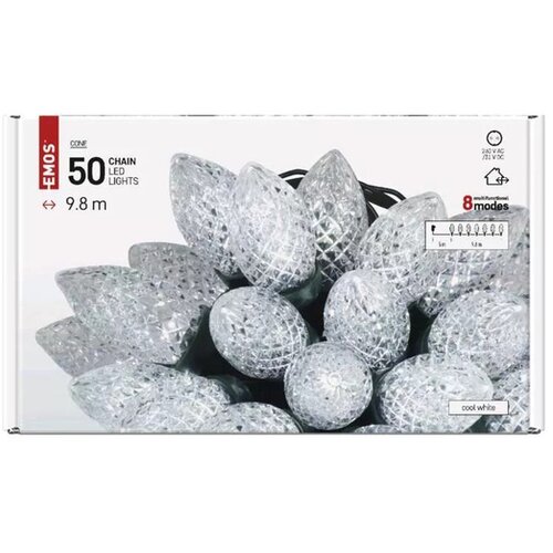 Emos LED spolja&amp;scaron;nji lanac 50&amp;times;LED/8 funkcija 14,8 m IP44 hladna bela Slike