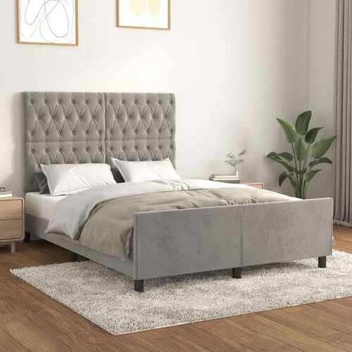  Za krevet s uzglavljem svjetlosivi 140x200 cm bar&amp;scaron;unasti Slike