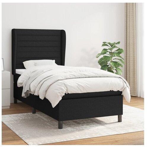  Box spring postelja z vzmetnico črna 90x200 cm blago Cene
