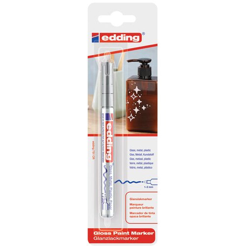 Marker permanentni sjajni lakirajući 1-2mm edding 751/1 srebrni blister Slike