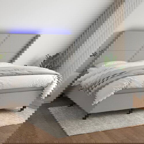 The Living Store Box spring postelja z vzmetnico LED sv. siva 140x200 cm blago - Box Spring Postelja, (21516875) Slike