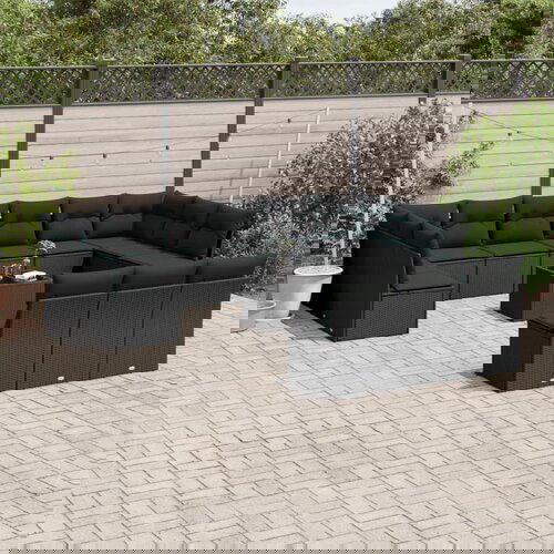 vidaXL 14-dijelni set vrtnih sofa s jastucima poliratan crni Cijene