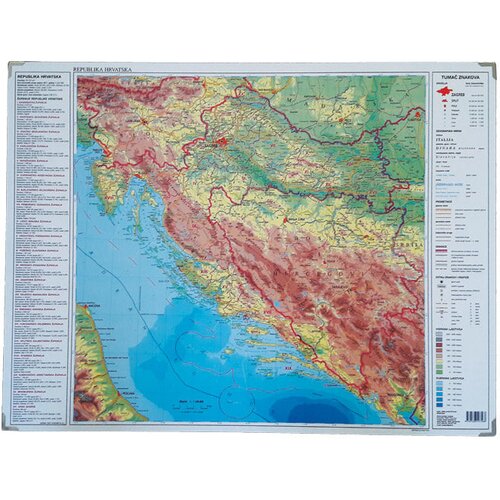 MAPA stolna hrvatske obostrana 64x49cm plastificirana trsat Cene