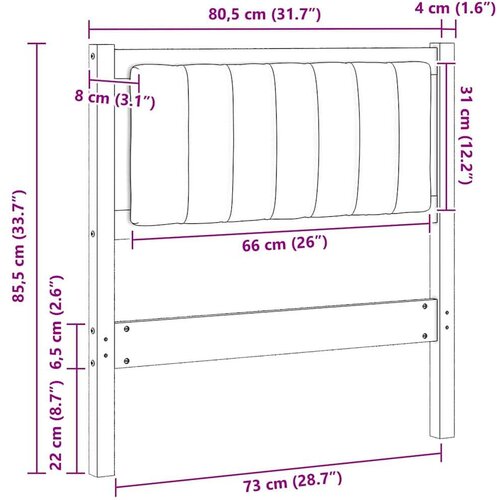 VidaXL tapecirani uzglavlje smeđa 75 cm masivni bor i tkanina Slike