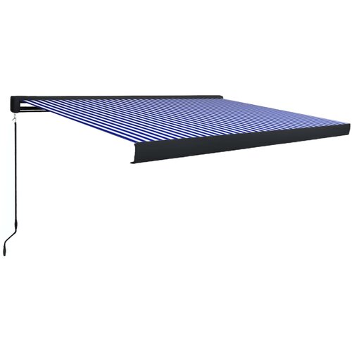 vidaXL kazetna tenda na ručno uvlačenje 350 x 250 cm plavo-bijela Cene