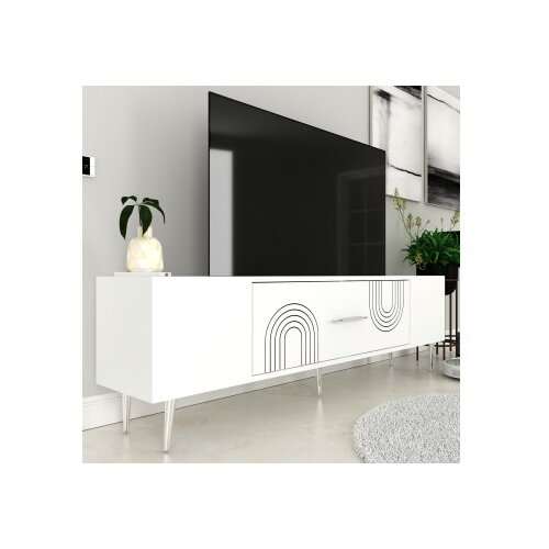 Hanah home TV komoda Dekol2, 150x48,2x29,6 cm, Bijelo-srebrna Cene