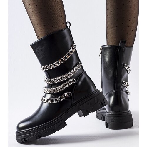 Gemre Black ankle boots with decorative chains Bacco Cene