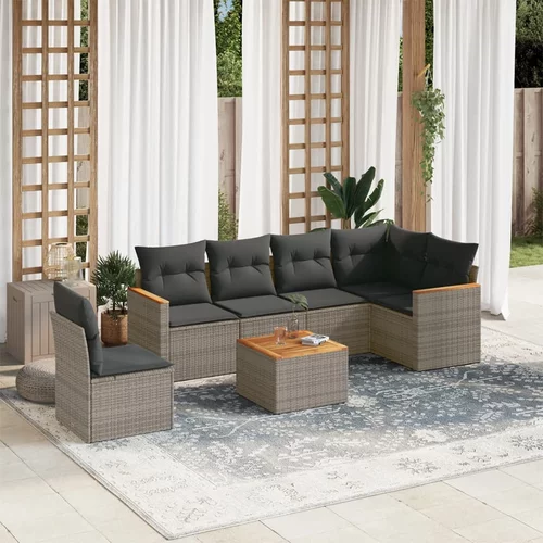 vidaXL 7-dijelni set vrtnih sofa sivi od poliratana