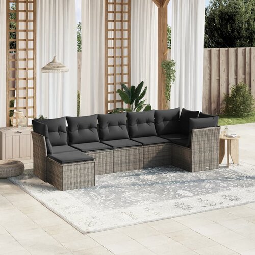 VidaXL 7-dijelni set vrtnih sofa svjetlosivi od poliratana Slike