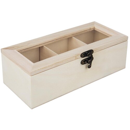 RAYHER Lesena &amp;scaron;katla za čaj, 21.5x9x7cm, 3 prekati, (20728342) Slike